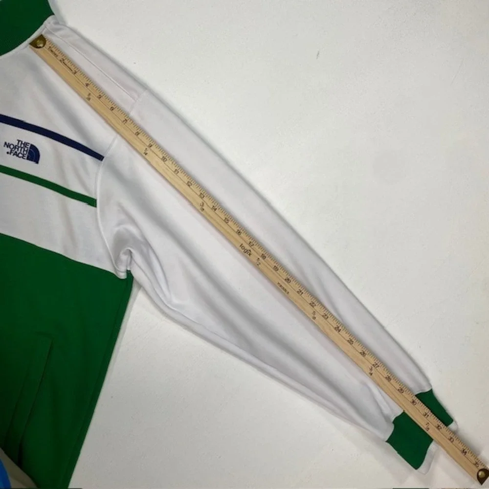 The North Face Mens XL Colorblock Track Jacket Green White Full Zip‎ Mock Neck